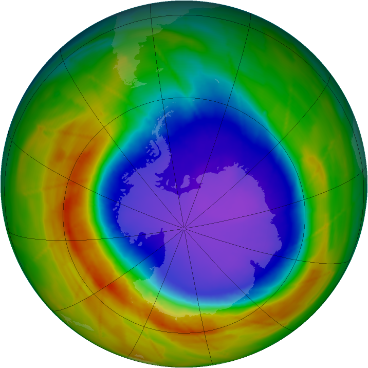 Antarctic ozone map for 06 October 2009